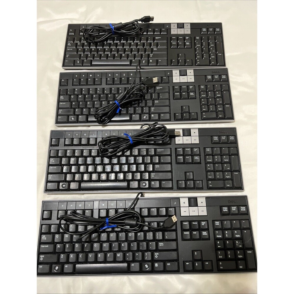 Lot Of 4 Genuine Dell Y-U0003-DEL5 U473D 2 USB Ports Multimedia Keyboard